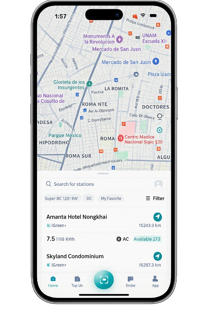 Interface de la app iGreen+ para iOS y Android