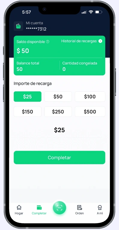 iGreen+ app métodos de pago y recarga de saldo